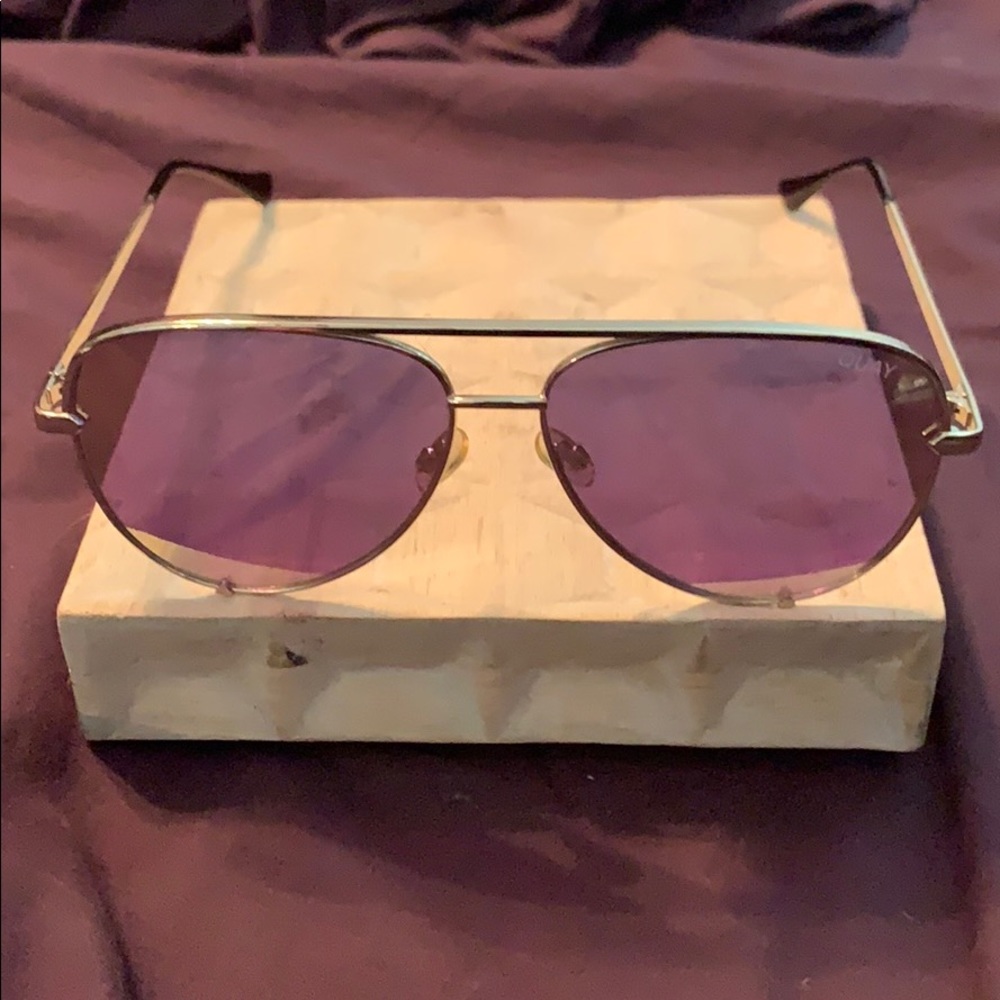 Quay Australia x Desi Perkins Gold Polarized Aviator Sunglasses and Case